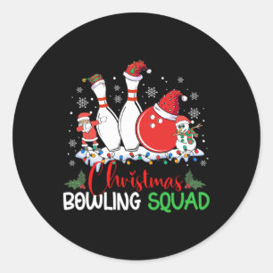 Pegatina Redonda Navidades Bowling Squad Xmas enciende Santa Bowlin