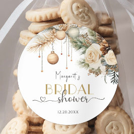 Pegatina Redonda Navidades Bridal Shower Boho Moda Winter Floral