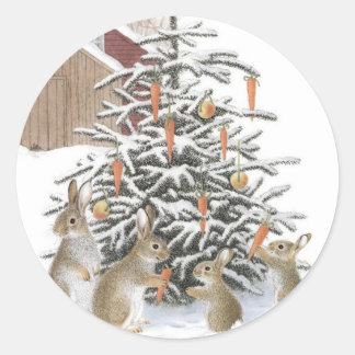 Pegatina Redonda Navidades bunnies