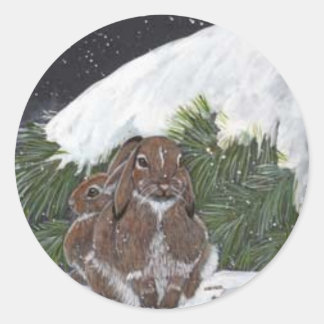 Pegatina Redonda Navidades Bunny