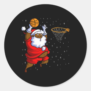 Pegatina Redonda Navidades Bysketbyll Black African American Santa
