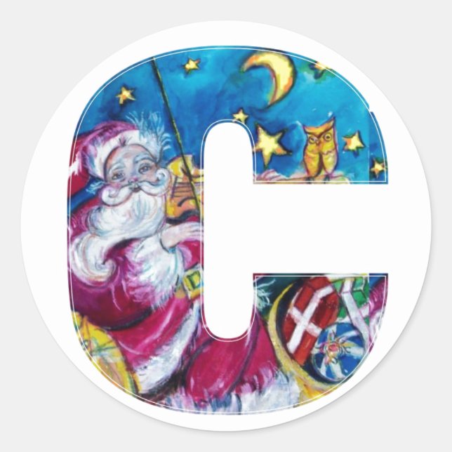 PEGATINA REDONDA NAVIDADES C CARTA / SANTA MONOGRAM INSPIRADA (Anverso)