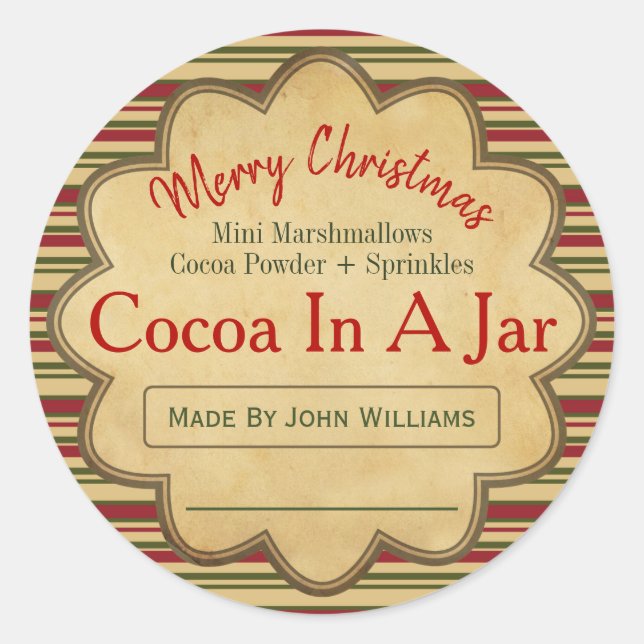 Pegatina Redonda Navidades Cacao Chocolate Caliente En Ideas De Jar (Anverso)