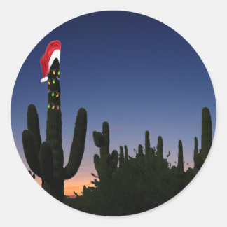 Pegatina Redonda Navidades Cactus