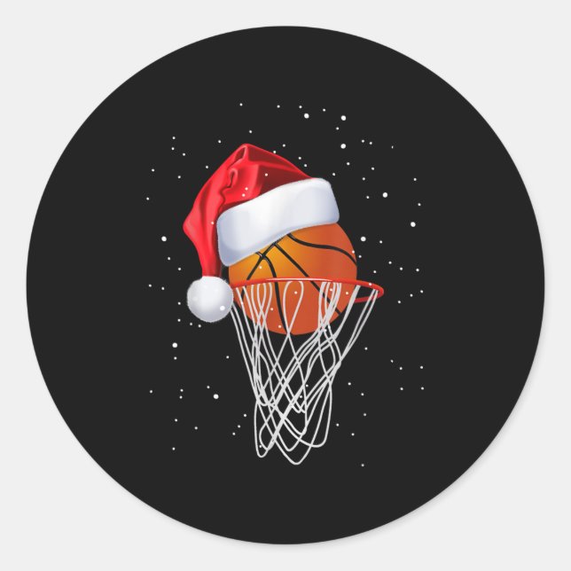 Pegatina Redonda Navidades Camisas de Baloncesto de Santa Nieve (Anverso)