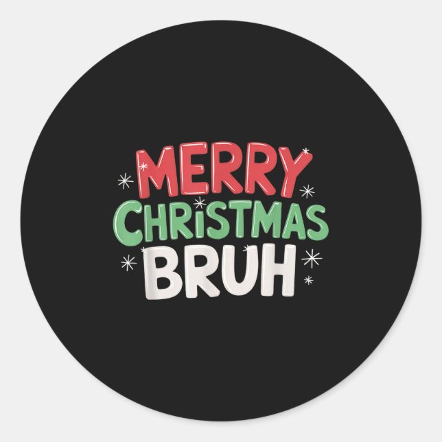 Pegatina Redonda Navidades Camisetas Para Niños Niños Mujeres Feliz (Anverso)