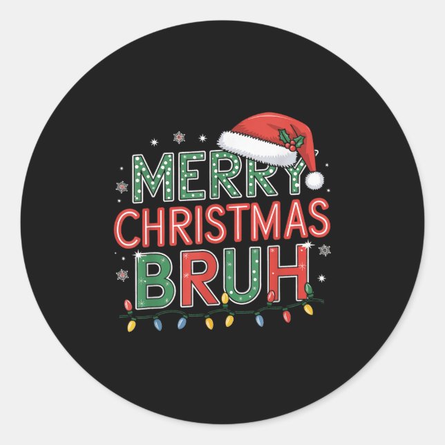 Pegatina Redonda Navidades Camisetas Para Niños Niños Mujeres Feliz (Anverso)