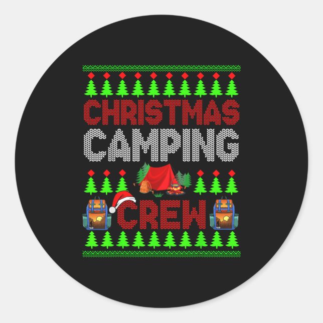 Pegatina Redonda Navidades Camng Crew Xmas Sweater Santa Camper Cam (Anverso)