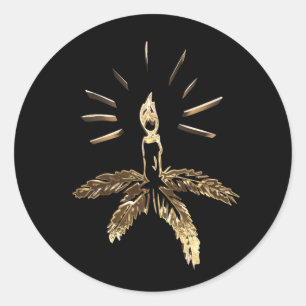 Pegatina Redonda Navidades Candle Holder Black Gold Elegant