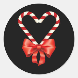 Pegatina Redonda Navidades Candy Cane Heart Para Niños Hombres Muje