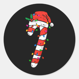 Pegatina Redonda Navidades Candy Cane Santa Xmas Niños Pequeños Jóv