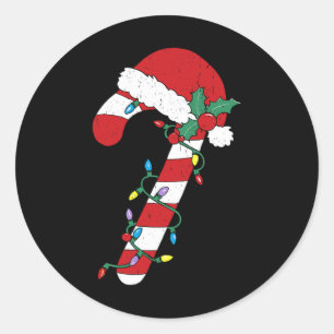 Pegatina Redonda Navidades Candy Cane Santa Xmas Niños Pequeños Jóv