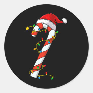 Pegatina Redonda Navidades Candy Cane Santa Xmas Niños Pequeños Jóv