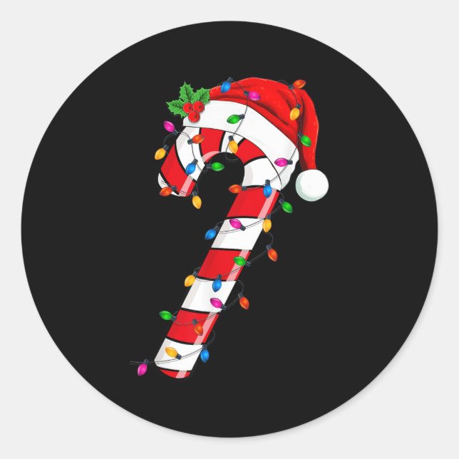 Pegatina Redonda Navidades Candy Cane Santa Xmas Niños Pequeños Jóv (Anverso)