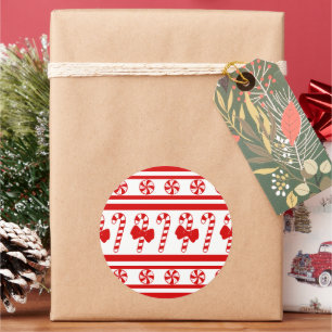 Pegatina Redonda Navidades Candy Cane Stripes