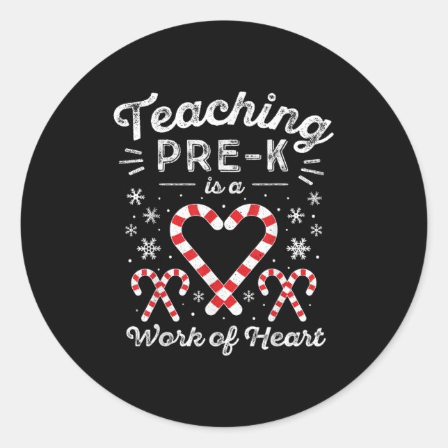 Pegatina Redonda Navidades Candy Cane Trabajos De La Escuela Preesc (Anverso)