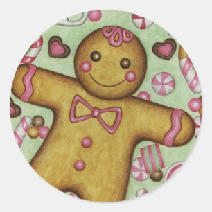Pegatina Redonda Navidades Candy Gingerbread BoySticker