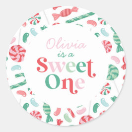 Pegatina Redonda Navidades Candy Sweet One First Birday