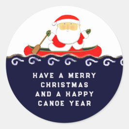 Pegatina Redonda Navidades Canoe Kayak Gift