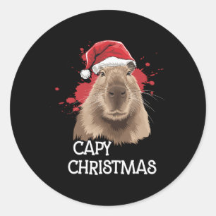 Pegatina Redonda Navidades capy Navidad Santa Hat Pajama Rodent Ani