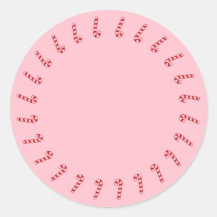 Pegatina Redonda Navidades caramelos borde rojo rosado lindo