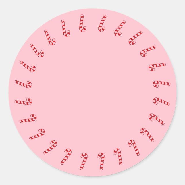 Pegatina Redonda Navidades caramelos borde rojo rosado lindo (Anverso)