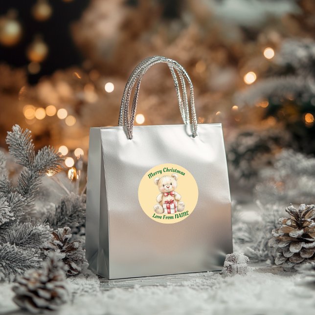 Pegatina Redonda Navidades cariñosos Teddy Bear (Subido por el creador)
