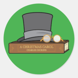 Pegatina Redonda Navidades Carol y Top Hat inglés