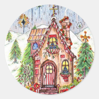 Pegatina Redonda Navidades casa pegatinas lg 3"