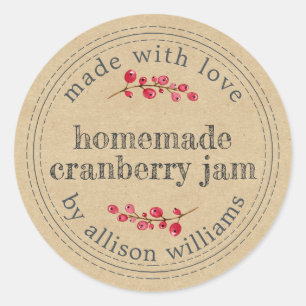 Pegatina Redonda Navidades caseros Cranberry Jam