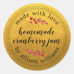 Pegatina Redonda Navidades caseros Cranberry Jam Gold