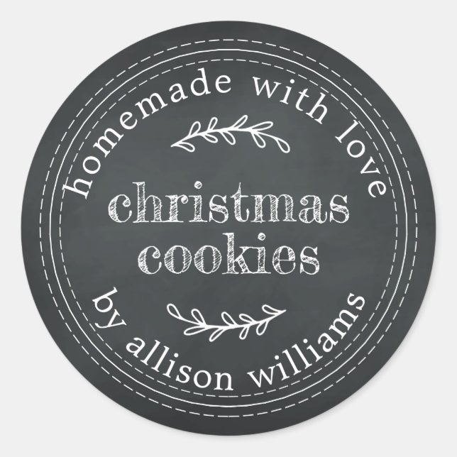 Pegatina Redonda Navidades caseros rusos cocinan chalkboard (Anverso)