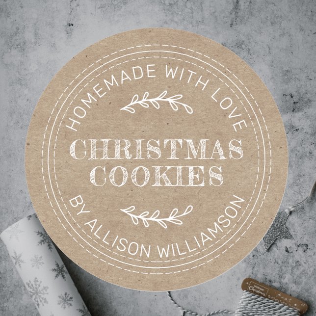 Pegatina Redonda Navidades caseros rusos cocinan papel kraft (Subido por el creador)