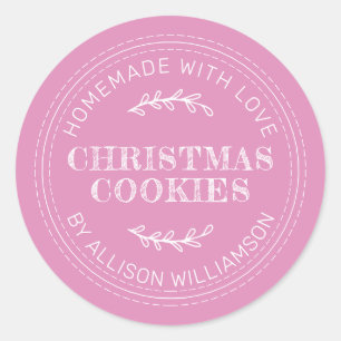 Pegatina Redonda Navidades caseros rusos cocinan rosa fucsia