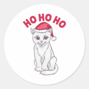 Pegatina Redonda Navidades Cat Ho Ho Ho Ho