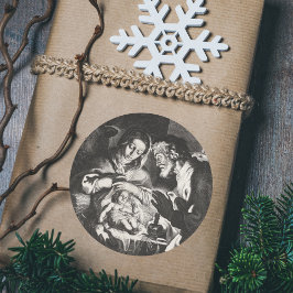 Pegatina Redonda Navidades católicos cristianos encargados de la es