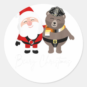 Pegatina Redonda Navidades cautivos entregan osos de Santa Gay masc
