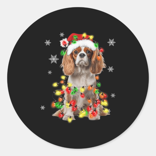 Pegatina Redonda Navidades Cavalier King Charles Spaniel (Anverso)