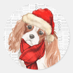 Pegatina Redonda Navidades Cavalier King Charles Spaniel Dog