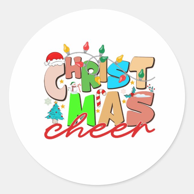 Pegatina Redonda Navidades Cheer (Anverso)
