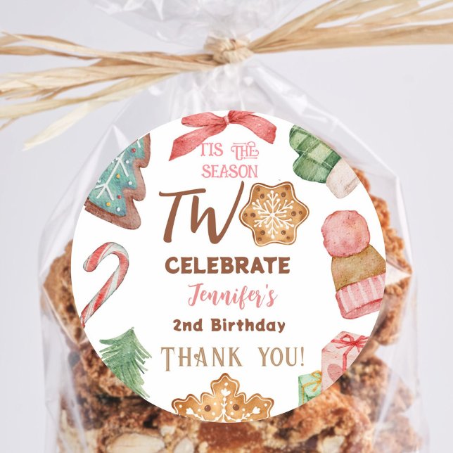 Pegatina Redonda Navidades Chica de cumpleaños Fiesta de invierno r (Subido por el creador)