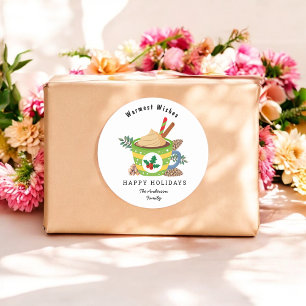 Pegatina Redonda  Navidades Chocolate verde vacaciones blancas cali