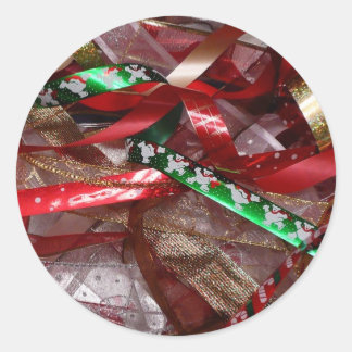 Pegatina Redonda Navidades Cinta de opciones Verde Rojo y Fiesta de