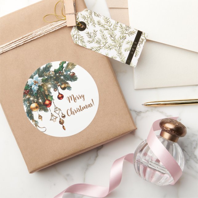 Pegatina Redonda Navidades clásicos (Regalar)