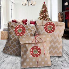 Pegatina Redonda Navidades Clásicos Árboles Personalizado Familia M