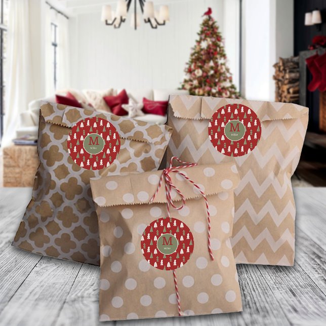 Pegatina Redonda Navidades Clásicos Árboles Personalizado Familia M (Subido por el creador)
