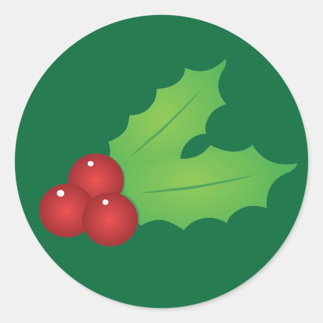 Pegatina Redonda Navidades clásicos Holly (Anverso)