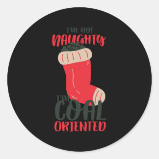 Pegatina Redonda Navidades Coal Stocking