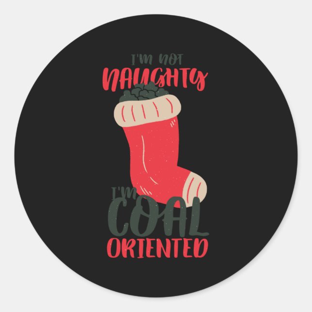 Pegatina Redonda Navidades Coal Stocking (Anverso)