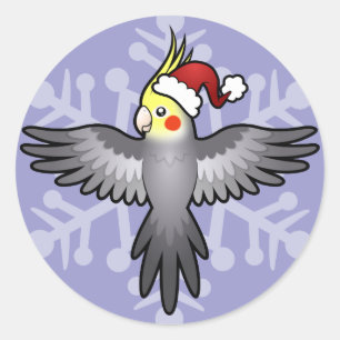 Pegatina Redonda Navidades Cockatiel